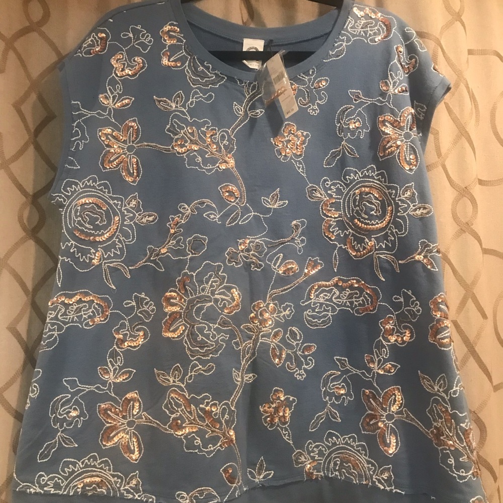 Anthropologie Embroidered & Sequin Sweatshirt